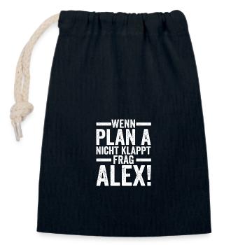 Alexander Alexandra Alexa Alex - Verschließbarer Geschenkbeutel aus Baumwolle (14x20cm) - Navy - Vorne
