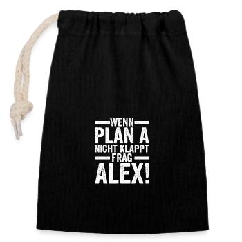 Alexander Alexandra Alexa Alex - Verschließbarer Geschenkbeutel aus Baumwolle (14x20cm) - Schwarz - Vorne