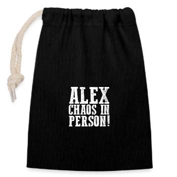 Alexander Alexandra Alexa Alex - Verschließbarer Geschenkbeutel aus Baumwolle (14x20cm) - Schwarz - Vorne