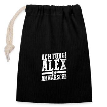 Alexander Alexandra Alexa Alex - Verschließbarer Geschenkbeutel aus Baumwolle (14x20cm) - Schwarz - Vorne