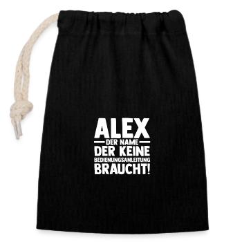 Alexander Alexandra Alexa Alex - Verschließbarer Geschenkbeutel aus Baumwolle (14x20cm) - Schwarz - Vorne