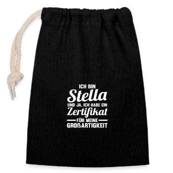 Vorname Stella - Verschließbarer Geschenkbeutel aus Baumwolle (14x20cm) - Schwarz - Vorne