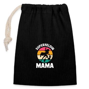 Maman Super-héroïne Maman - Sac cadeau en coton avec cordon (14 x 20 cm) - noir - Devant
