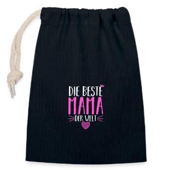 Beste Mama Der Welt - Verschließbarer Geschenkbeutel aus Baumwolle (14x20cm) - Navy - Vorne