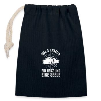 Großmutter Enkelin Oma - Verschließbarer Geschenkbeutel aus Baumwolle (14x20cm) - Navy - Vorne