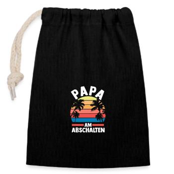 Vacation Vacationer Father Dad - Closable cotton gift bag (14x20cm) - black - Front