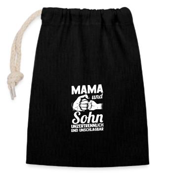 Mama Und Sohn - Verschließbarer Geschenkbeutel aus Baumwolle (14x20cm) - Schwarz - Vorne