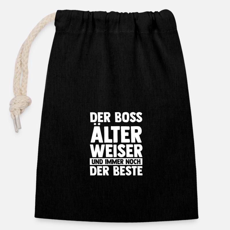 , Group Leader, Team Leader, Supervisor - Closable cotton gift bag (14x20cm) - black