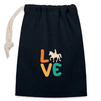 Reiten Pferde - Verschließbarer Geschenkbeutel aus Baumwolle (14x20cm) - Navy - Vorne