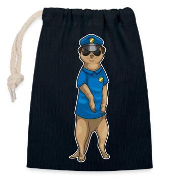 Policier Suricate Police des Lunettes de Soleil - Sac cadeau en coton avec cordon (14 x 20 cm) - bleu marine - Devant