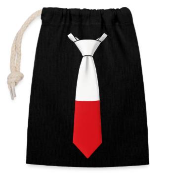 Poland Tie – Flaggendesign - Verschließbarer Geschenkbeutel aus Baumwolle (14x20cm) - Schwarz - Vorne