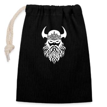 Viking Helmet Warrior Valhalla - Closable cotton gift bag (14x20cm) - black - Front