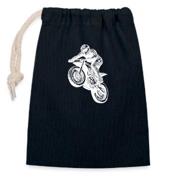 Courses de motos, Saut tout-terrain, Conduite tout-terrain - Sac cadeau en coton avec cordon (14 x 20 cm) - bleu marine - Devant