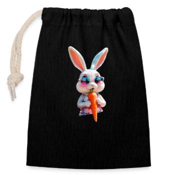 Funny Bunny Lotte - Verschließbarer Geschenkbeutel aus Baumwolle (14x20cm) - Schwarz - Vorne