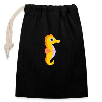 Seahorse - Closable cotton gift bag (14x20cm) - black - Front