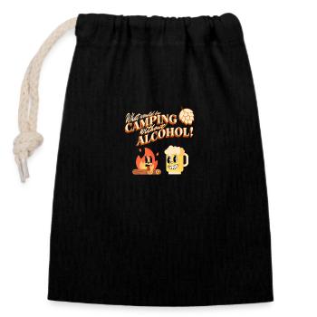 What would be camping without alcohol Shirt - Verschließbarer Geschenkbeutel aus Baumwolle (14x20cm) - Schwarz - Vorne