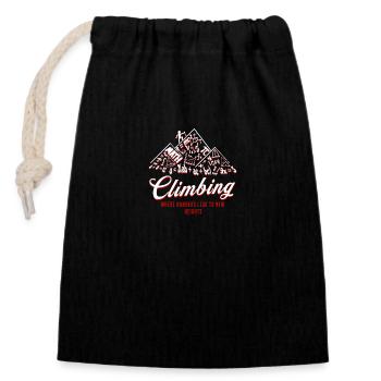 Climbing, where numbers lead to new heights Shirt - Closable cotton gift bag (14x20cm) - black - Front