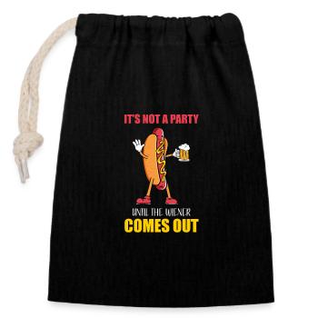 It's not a party until the winner comes out - Closable cotton gift bag (14x20cm) - black - Front