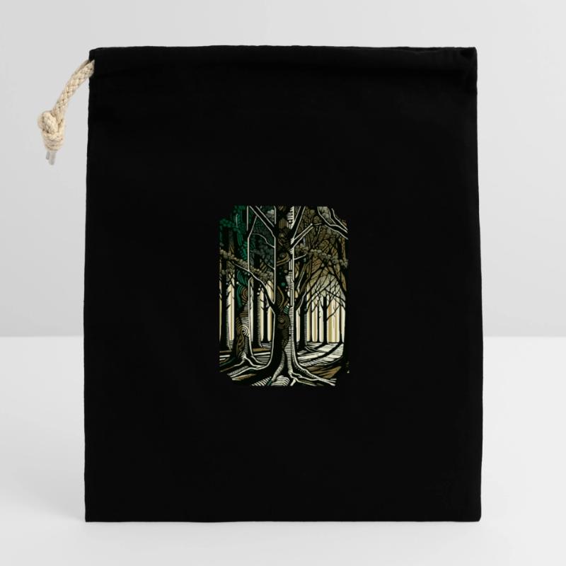 Enchanted Forest Pathway: Abstract Tree Art Closable cotton gift bag (14x20cm)