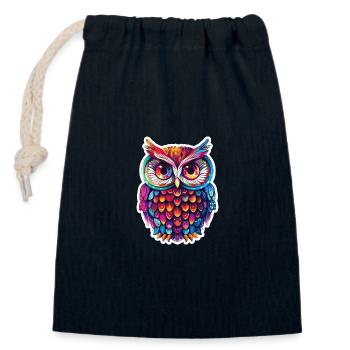 Niedliche Eule Kawaii Maskottchen - Verschließbarer Geschenkbeutel aus Baumwolle (14x20cm) - Navy - Vorne