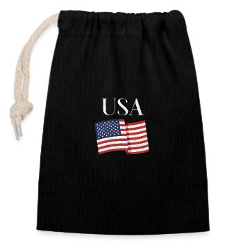 Design des États-Unis : style de drapeau américain pour tous les produits - Sac cadeau en coton avec cordon (14 x 20 cm) - noir - Devant
