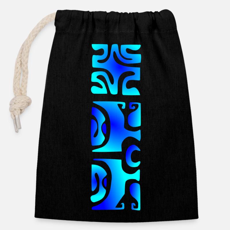 MANA - BLUE LAGOON - Sac cadeau en coton avec cordon (14 x 20 cm) - noir