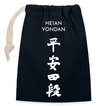 Kanji Kata HEIAN YONDAN Karaté-Do Shotokan - Sac cadeau en coton avec cordon (14 x 20 cm) - bleu marine - Devant