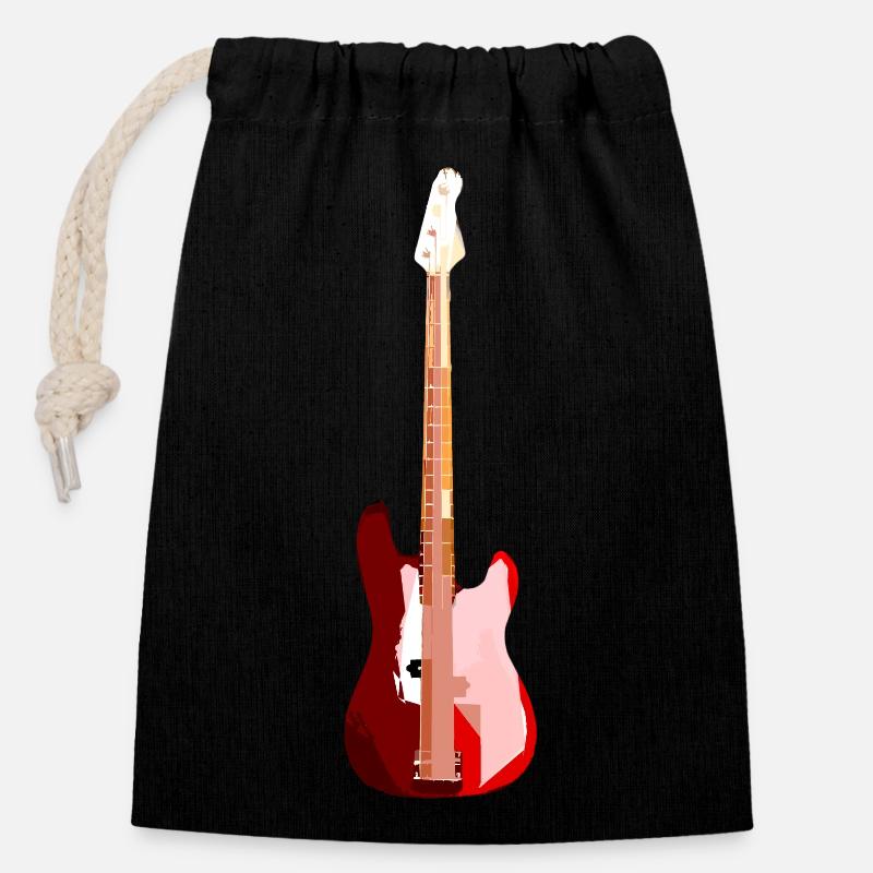BASS GUITAR - Closable cotton gift bag (14x20cm) - black