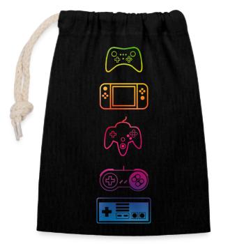 Classic Gaming controllers - Closable cotton gift bag (14x20cm) - black - Front