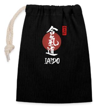 Iaido Japanese Warrior Text Shirt - Verschließbarer Geschenkbeutel aus Baumwolle (14x20cm) - Schwarz - Vorne