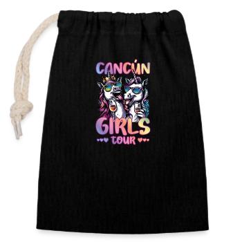 Visite des filles de Cancún au Mexique - Sac cadeau en coton avec cordon (14 x 20 cm) - noir - Devant