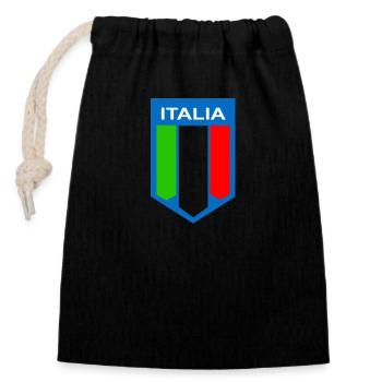 Drapeau Italia - Sac cadeau en coton avec cordon (14 x 20 cm) - noir - Devant