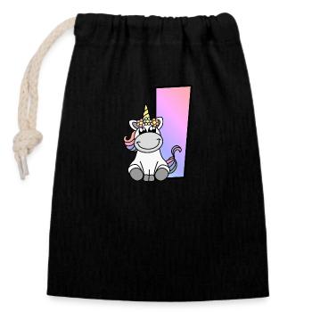 Unicorn Letter I - Closable cotton gift bag (14x20cm) - black - Front