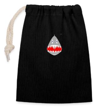 Shark graphic #3 - Closable cotton gift bag (14x20cm) - black - Front