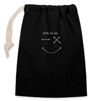 Wink #2 - Closable cotton gift bag (14x20cm) - black - Front