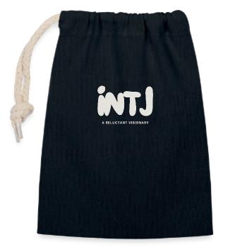INTJ Une personnalité MBTI visionnaire réticente - Sac cadeau en coton avec cordon (14 x 20 cm) - bleu marine - Devant