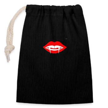 Vampire's mouth - Closable cotton gift bag (14x20cm) - black - Front