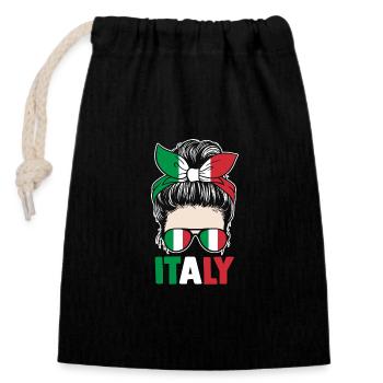 Italie Italien Italien Italie - Sac cadeau en coton avec cordon (14 x 20 cm) - noir - Devant