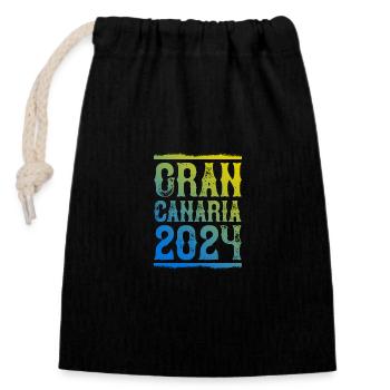 Gran Canaria 2024 - Closable cotton gift bag (14x20cm) - black - Front