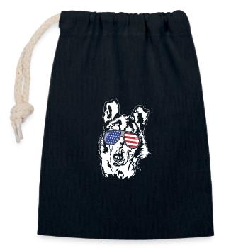 Kurzhaarcollie Collie Amerika Fahne Hunde Wilsigns - Verschließbarer Geschenkbeutel aus Baumwolle (14x20cm) - Navy - Vorne