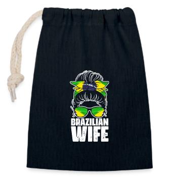 Brazilian Wife Messy Bun Cool Brazil Pride - Verschließbarer Geschenkbeutel aus Baumwolle (14x20cm) - Navy - Vorne