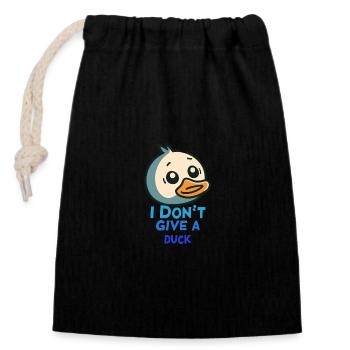 Funny motif - I don't give a Duck - Closable cotton gift bag (14x20cm) - black - Front