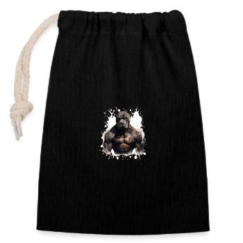Muscles du chien - Sac cadeau en coton avec cordon (14 x 20 cm) - noir - Devant