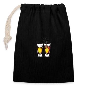 Verres à tequila Vodka - Sac cadeau en coton avec cordon (14 x 20 cm) - noir - Devant