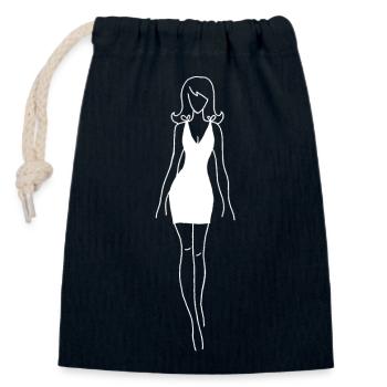 Frau im weißen Kleid - Verschließbarer Geschenkbeutel aus Baumwolle (14x20cm) - Navy - Vorne