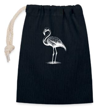 Cuddly Flamingo - Closable cotton gift bag (14x20cm) - navy - Front