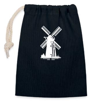 Niederländische Getreide Windmühle für Weizen Mehl - Verschließbarer Geschenkbeutel aus Baumwolle (14x20cm) - Navy - Vorne