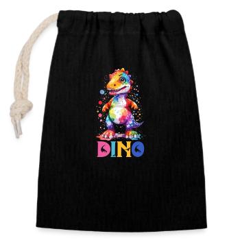 DINO - Closable cotton gift bag (14x20cm) - black - Front