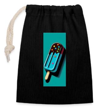 Glace sur le Style Popsicle Pop Art I - Sac cadeau en coton avec cordon (14 x 20 cm) - noir - Devant