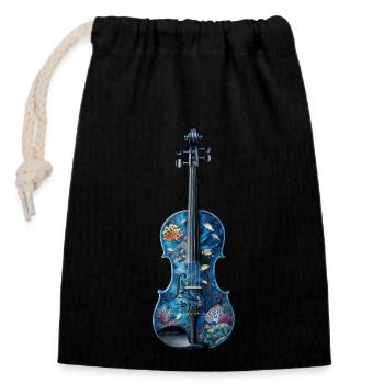 Fisch Violine - Verschließbarer Geschenkbeutel aus Baumwolle (14x20cm) - Schwarz - Vorne
